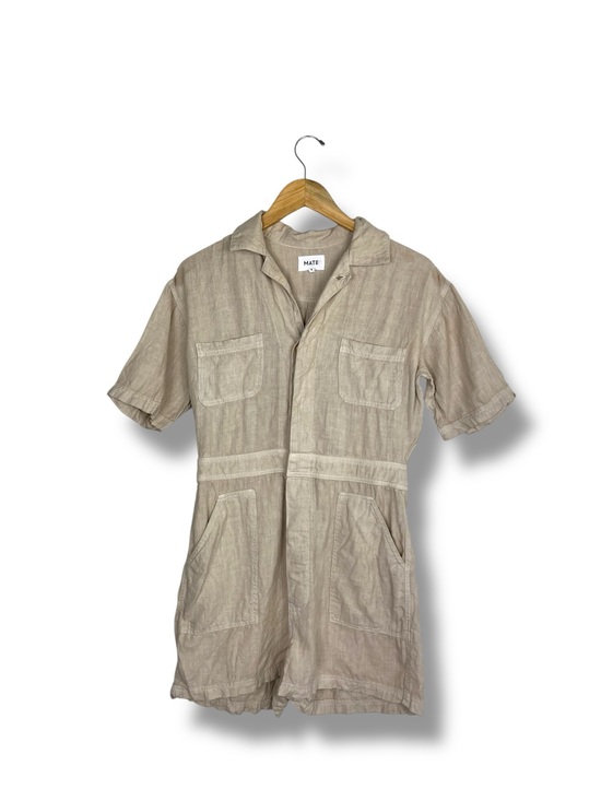 MATE the Label Pants - MATE the Label 100% Linen Romper Beige Small Travel Sustainable Utility USA made